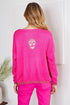 SEQUIN SKULL EMBELLISHED SWEATER
